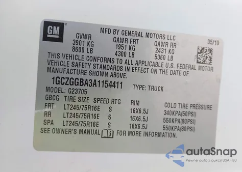 2010 Chevrolet Express G2500 Work Van from USA, damaged, VIN 1GCZGGBA3A1154411